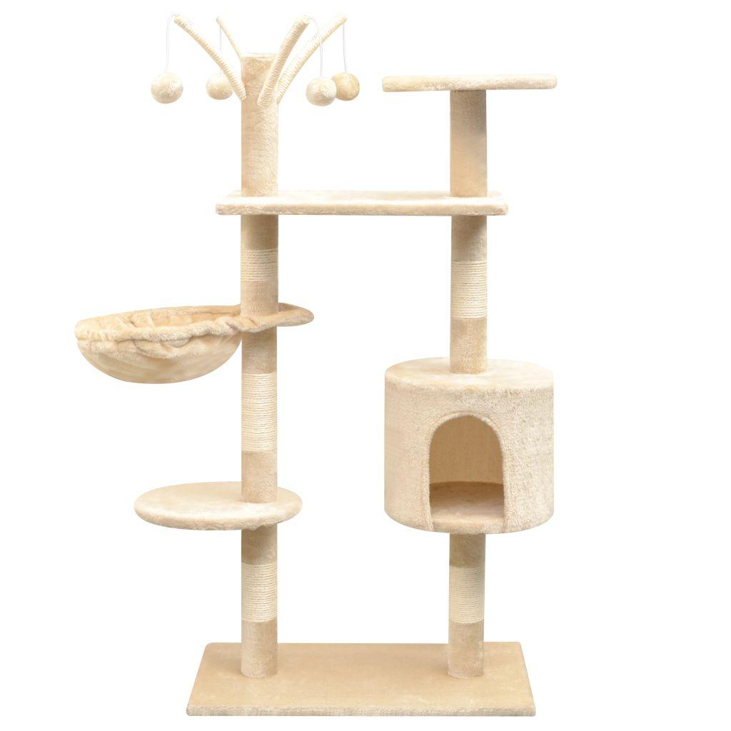 Arbre à chat griffoir grattoir niche jouet animaux peluché en sisal 125 cm beige 3702210 - Helloshop26