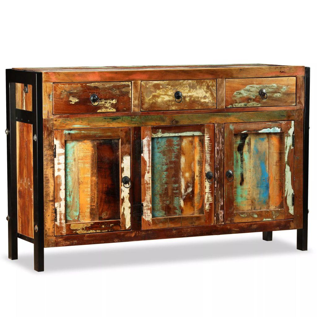 Buffet bahut armoire console meuble de rangement bois de récupération massif 120 cm 4402181 - Helloshop26