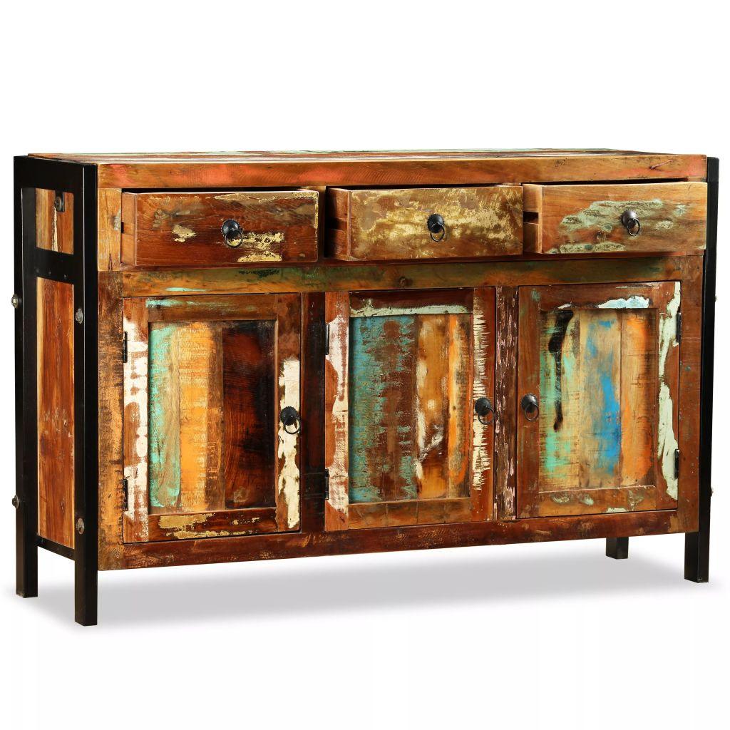 Buffet bahut armoire console meuble de rangement bois de récupération massif 120 cm 4402181 - Helloshop26