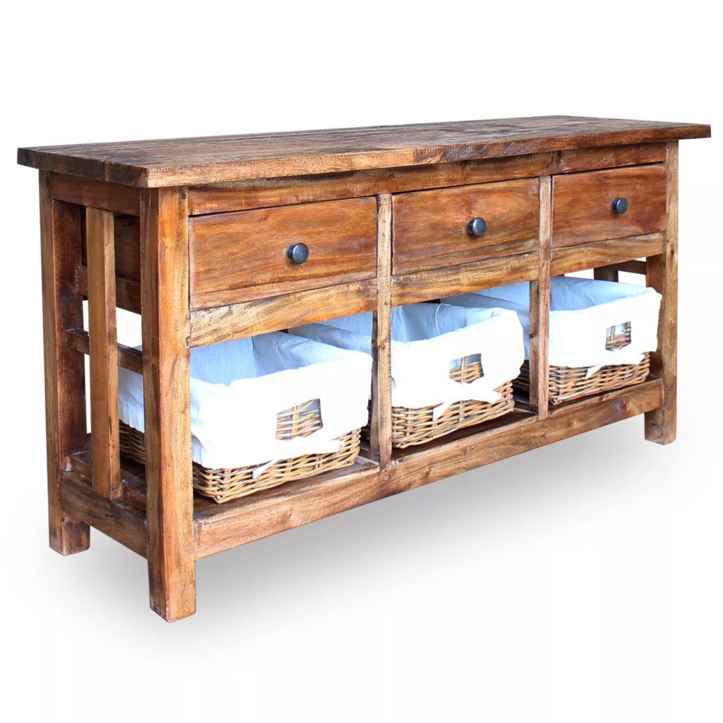 Buffet bahut armoire console meuble de rangement bois de récupération massif 100  cm 4402144 - Helloshop26