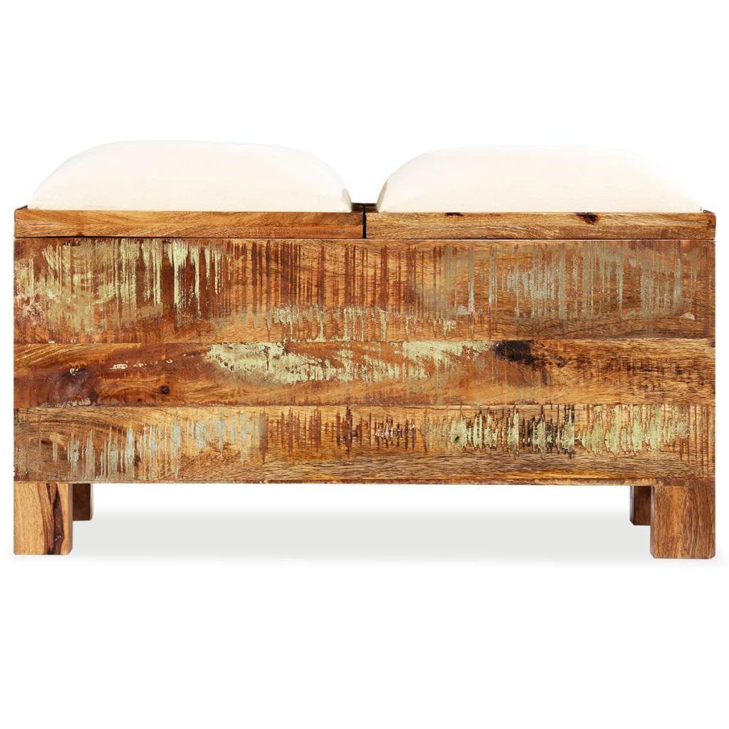 Banquette pouf tabouret meuble banc de rangement bois massif recyclé 80 cm 3002163 - Helloshop26