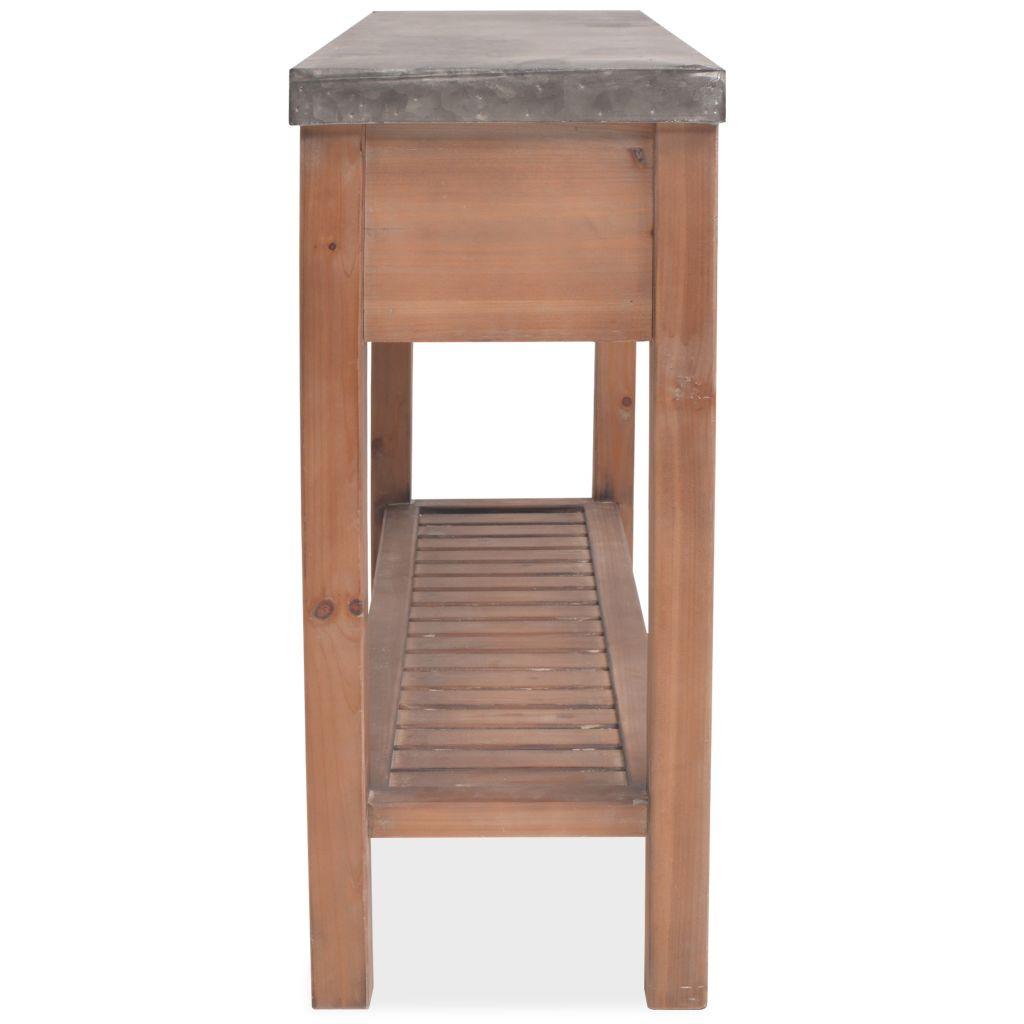 Buffet bahut armoire console meuble de rangement bois massif de sapin 122 cm 4402283 - Helloshop26