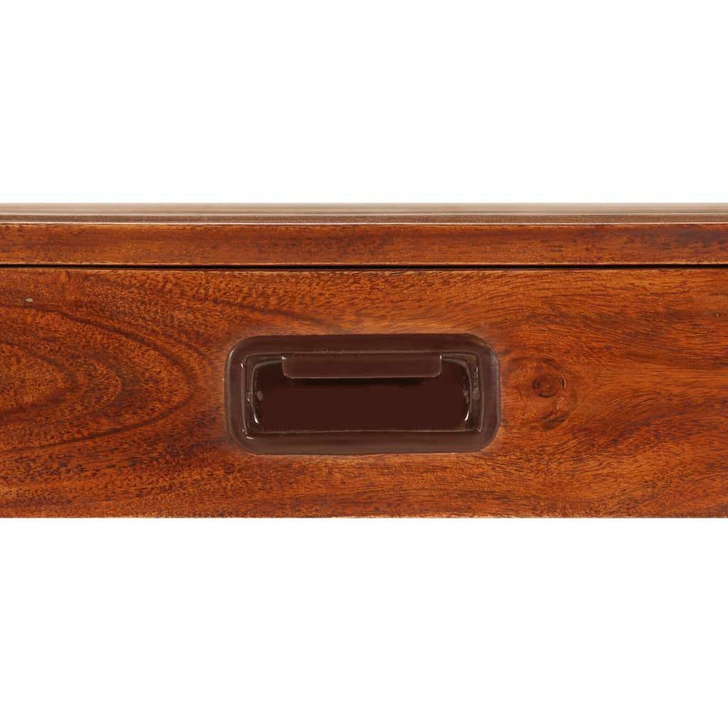 Bureau table meuble travail informatique bois d'acacia et finition en sesham 110 cm 0502092 - Helloshop26