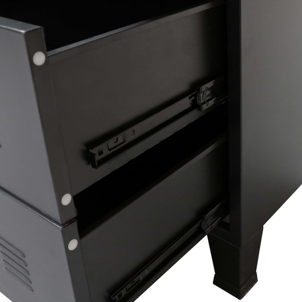 Buffet bahut armoire console meuble de rangement à tiroirs métal style industriel 93 cm noir 4402223 - Helloshop26