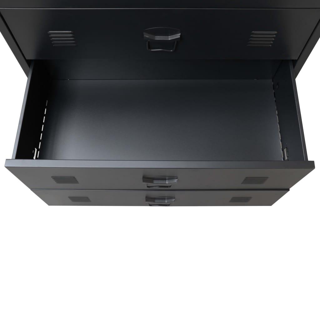 Buffet bahut armoire console meuble de rangement à tiroirs métal style industriel 93 cm noir 4402223 - Helloshop26