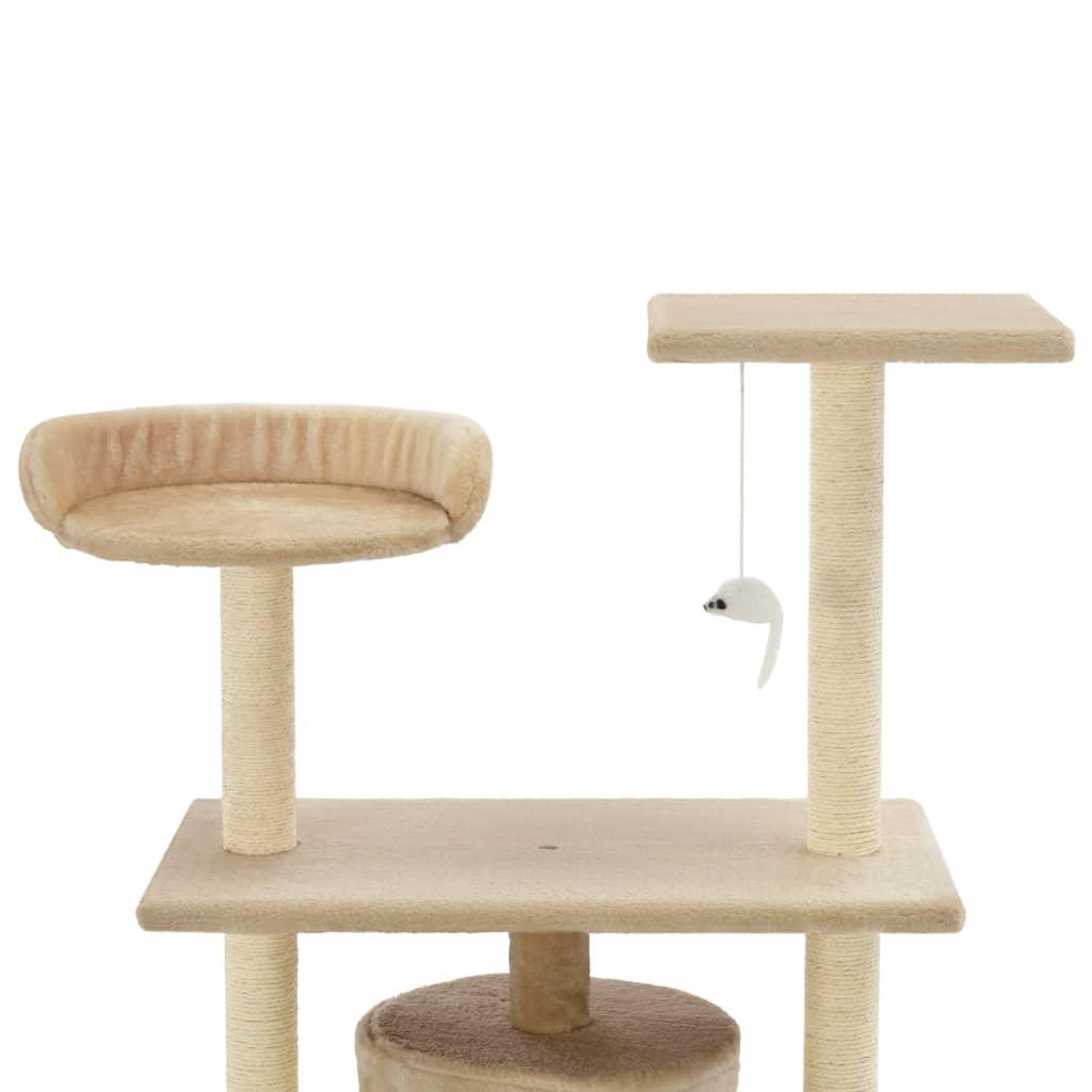 Arbre à chat griffoir grattoir niche jouet animaux peluché en sisal 95 cm beige 3702237 - Helloshop26