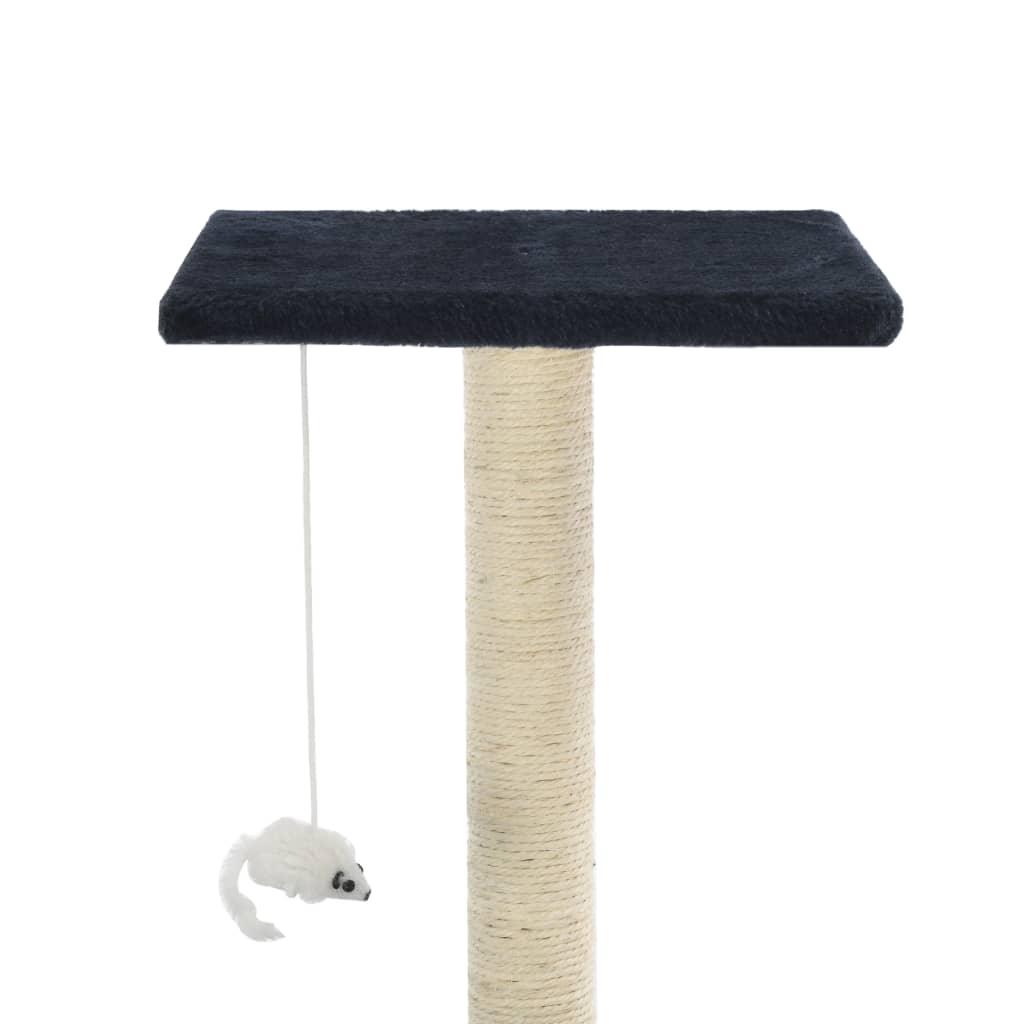 Arbre à chat griffoir grattoir niche jouet animaux peluché en sisal 95 cm bleu foncé 3702166 - Helloshop26
