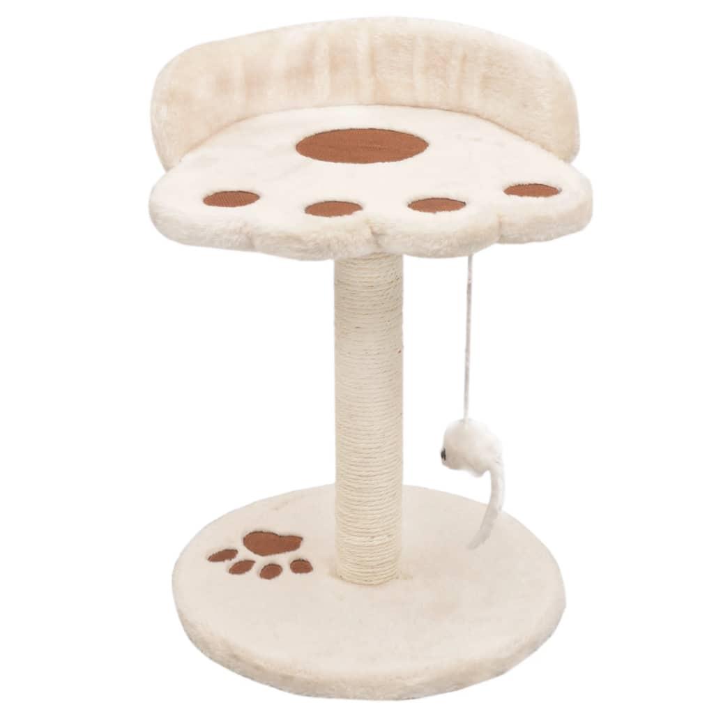 Arbre à chat griffoir grattoir niche jouet animaux peluché en sisal 40 cm beige et marron 3702275 - Helloshop26