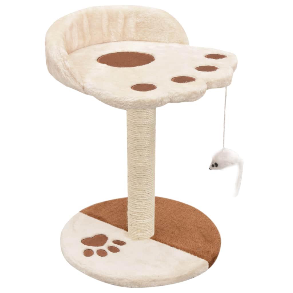Arbre à chat griffoir grattoir niche jouet animaux peluché en sisal 40 cm beige et marron 3702261 - Helloshop26