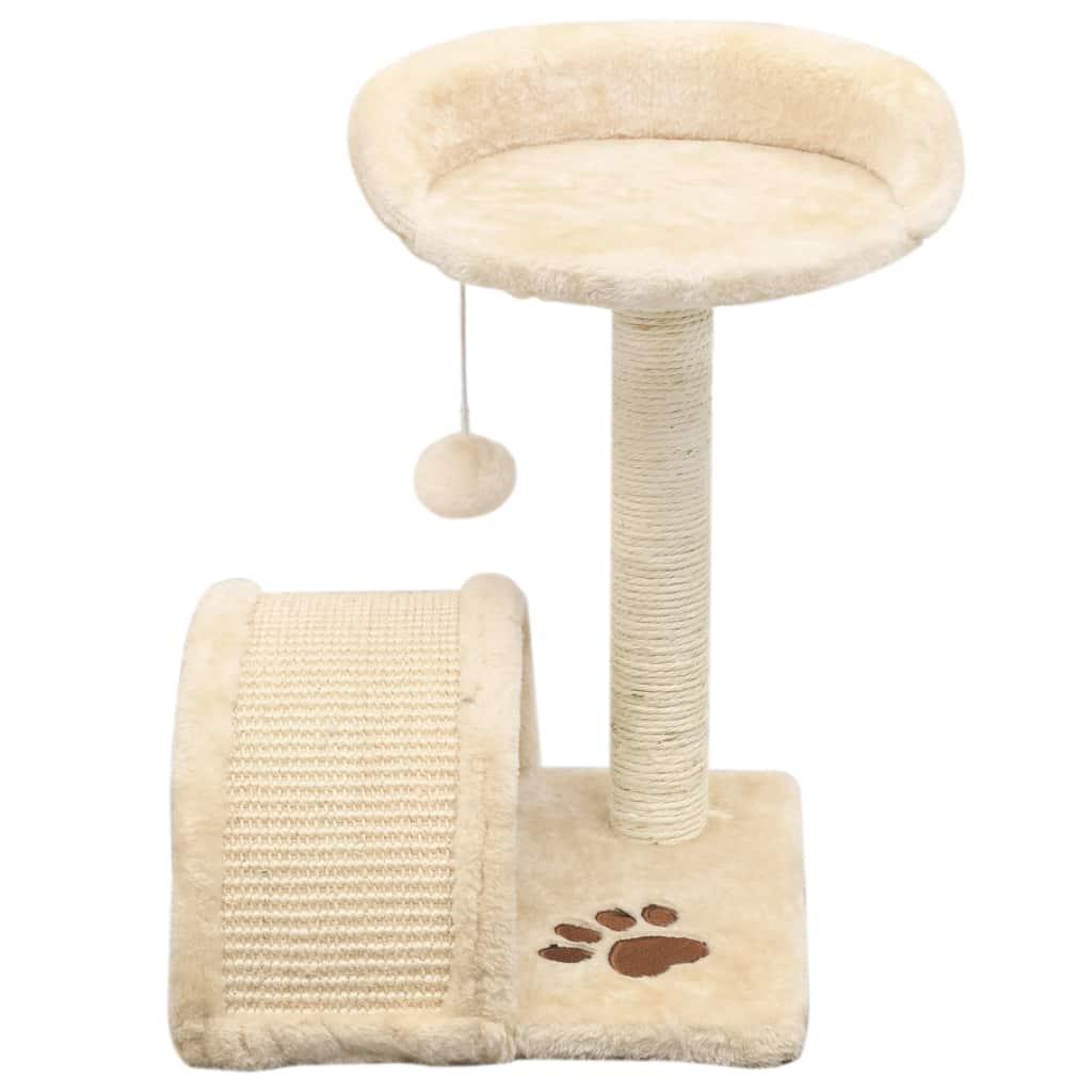 Arbre à chat griffoir grattoir niche jouet animaux peluché en sisal 40 cm beige et marron 3702255 - Helloshop26