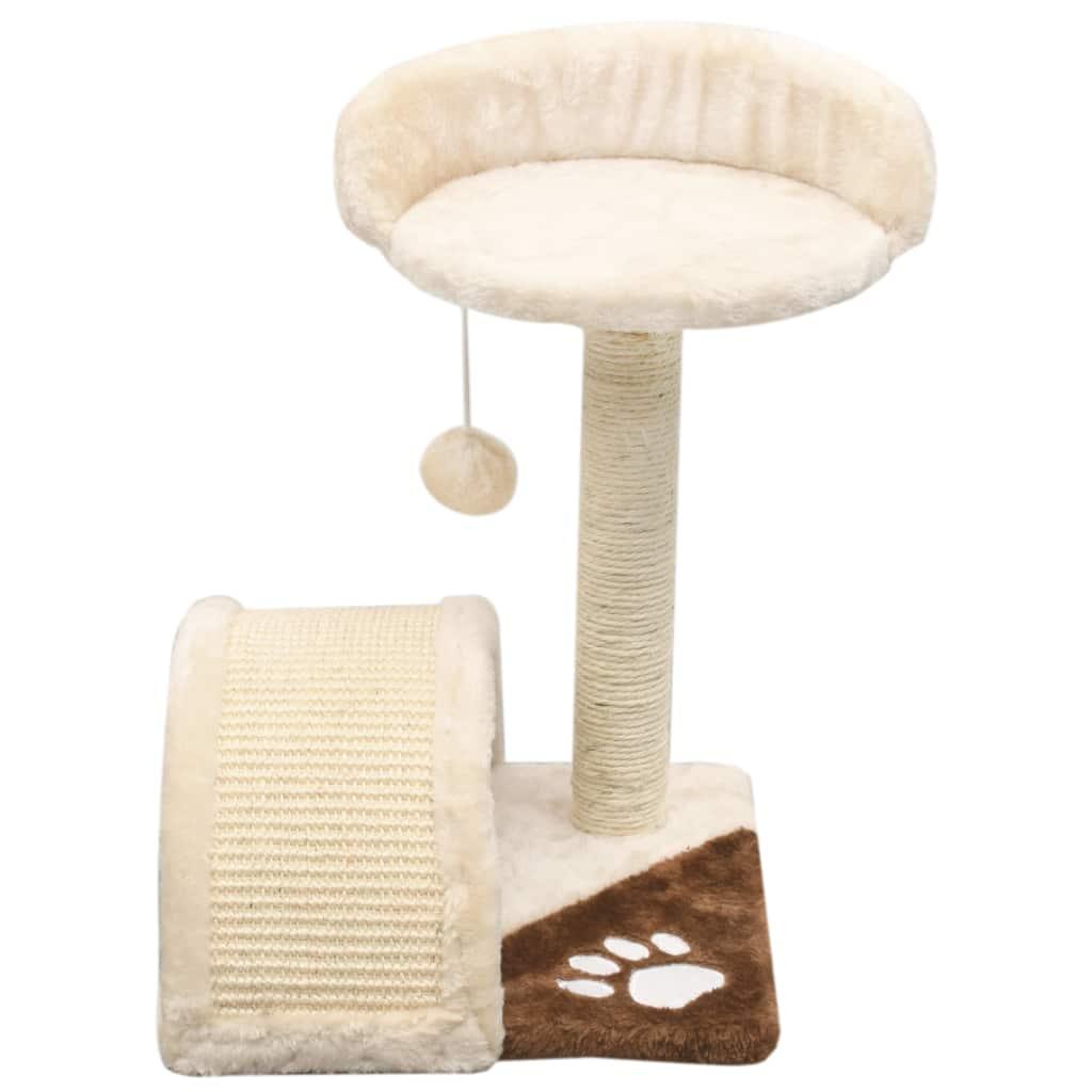 Arbre à chat griffoir grattoir niche jouet animaux peluché en sisal 40 cm beige et marron 3702226 - Helloshop26