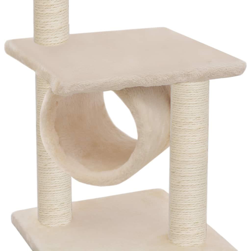 Arbre à chat griffoir grattoir niche jouet animaux peluché en sisal 65 cm beige 3702217 - Helloshop26