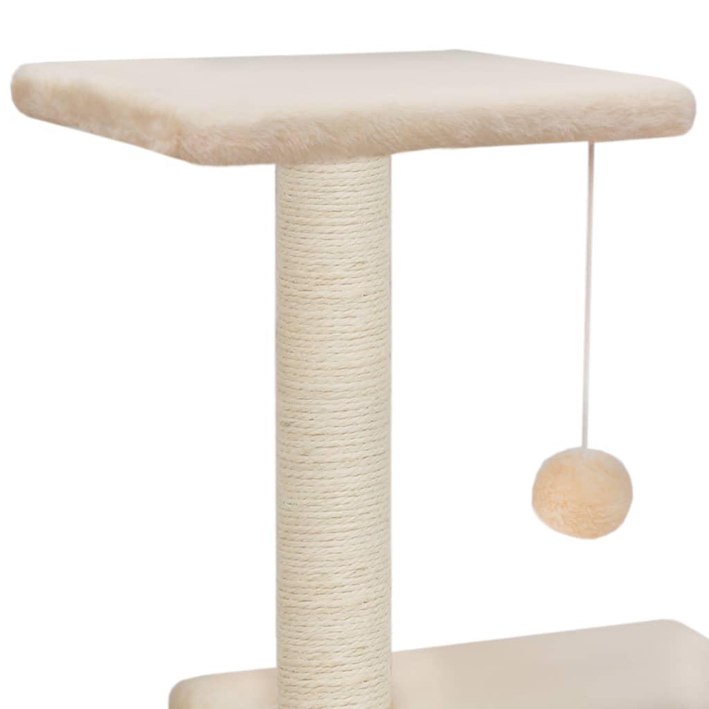 Arbre à chat griffoir grattoir niche jouet animaux peluché en sisal 65 cm beige 3702217 - Helloshop26