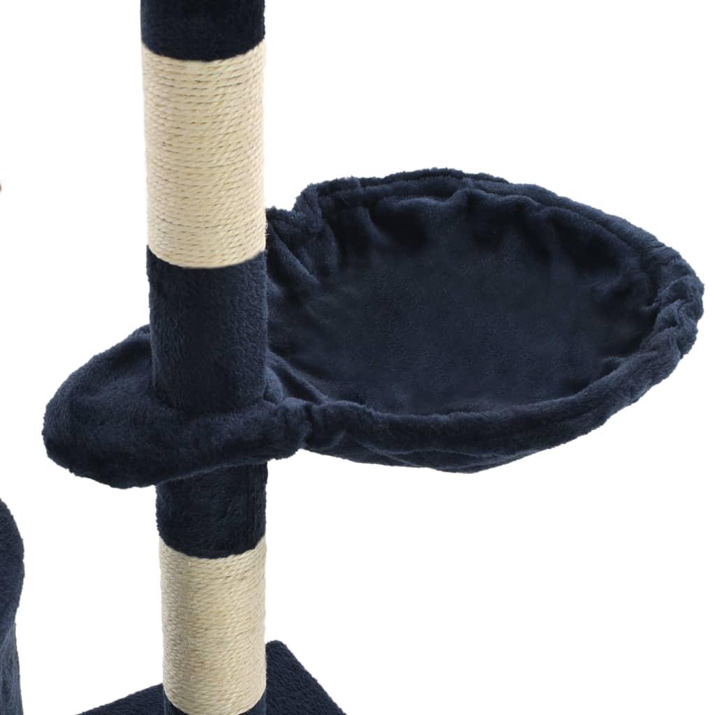 Arbre à chat griffoir grattoir niche jouet animaux peluché en sisal 138 cm bleu foncé 3702052 - Helloshop26