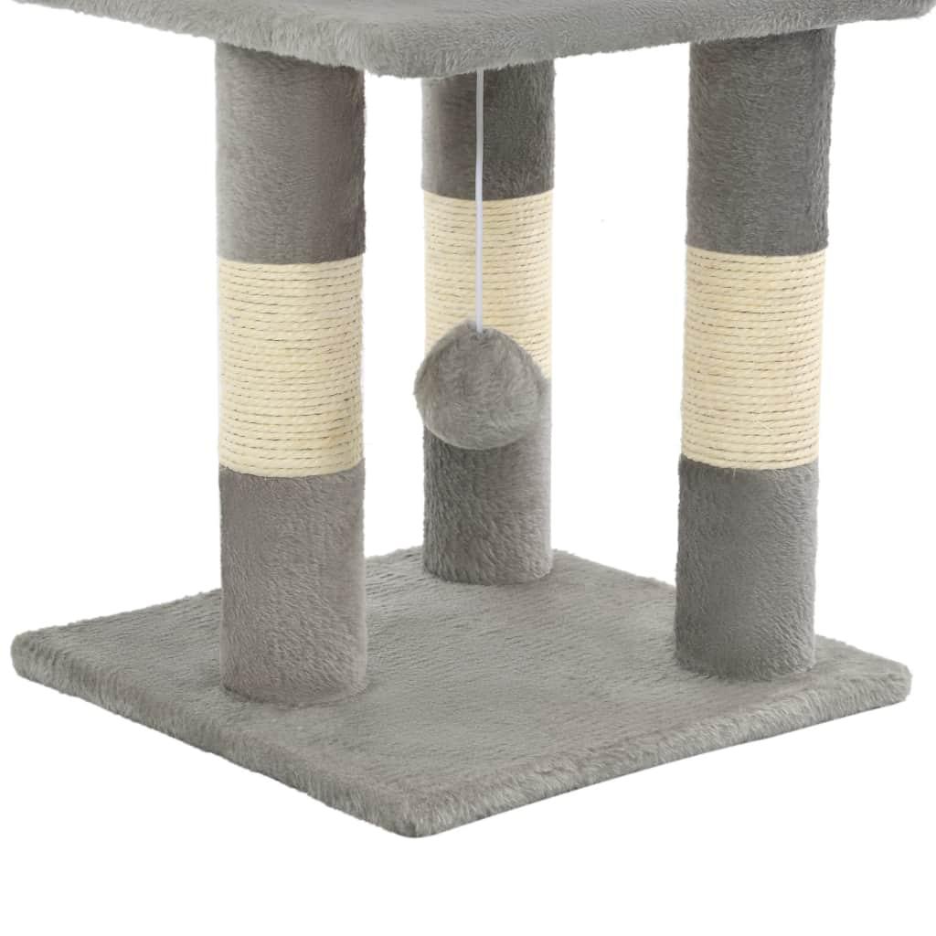 Arbre à chat griffoir grattoir niche jouet animaux peluché en sisal 65 cm gris 3702123 - Helloshop26