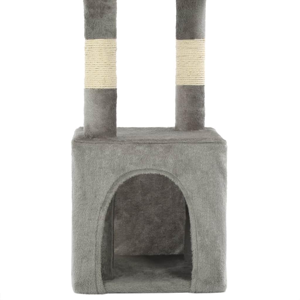 Arbre à chat griffoir grattoir niche jouet animaux peluché en sisal 109 cm gris 3702239 - Helloshop26