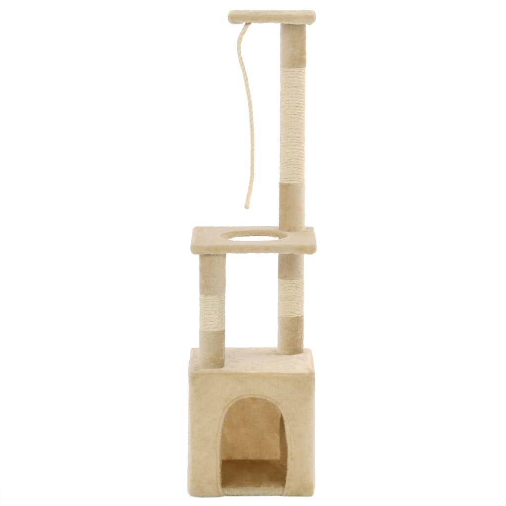 Arbre à chat griffoir grattoir niche jouet animaux peluché en sisal 109 cm beige 3702208 - Helloshop26