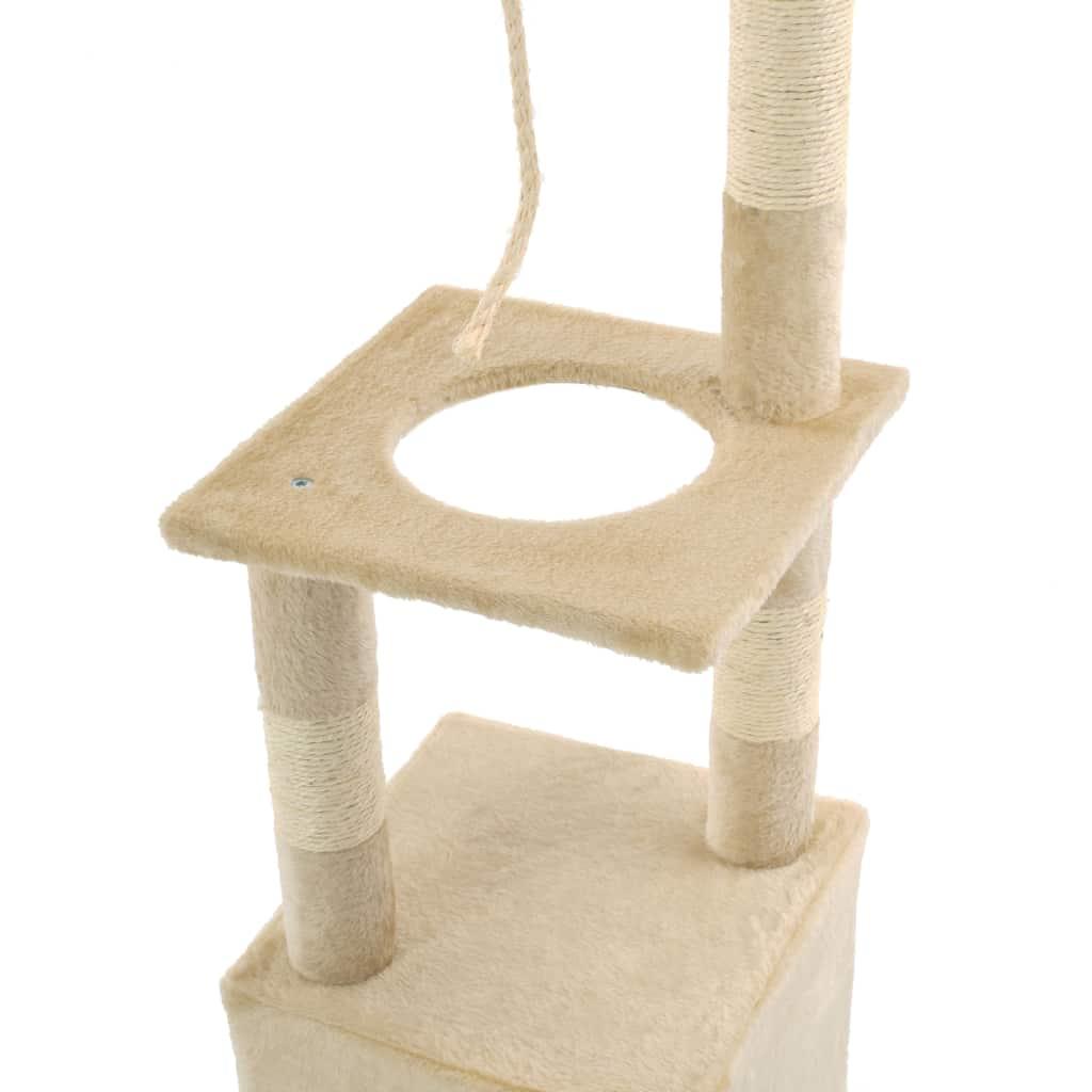 Arbre à chat griffoir grattoir niche jouet animaux peluché en sisal 109 cm beige 3702208 - Helloshop26