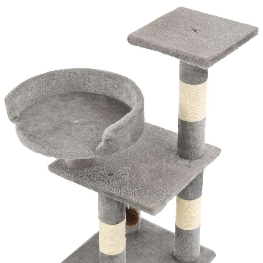 Arbre à chat griffoir grattoir niche jouet animaux peluché en sisal 65 cm gris 3702042 - Helloshop26