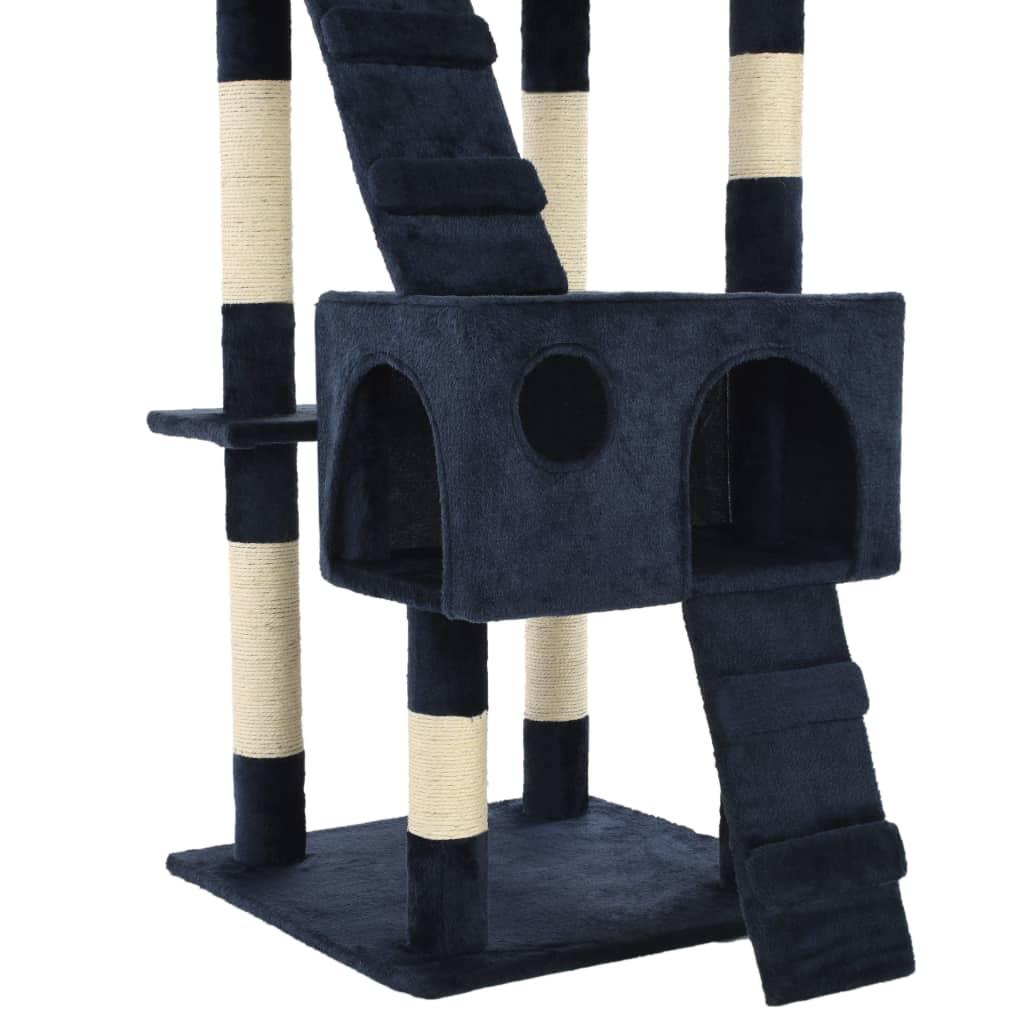 Arbre à chat griffoir grattoir niche jouet animaux peluché en sisal 170 cm bleu 3702045 - Helloshop26