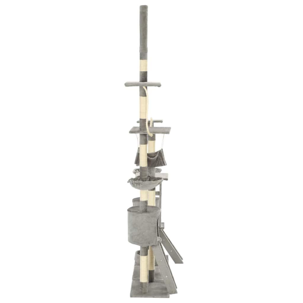 Arbre à chat griffoir grattoir niche jouet animaux peluché en sisal 230-250 cm gris 3702046 - Helloshop26