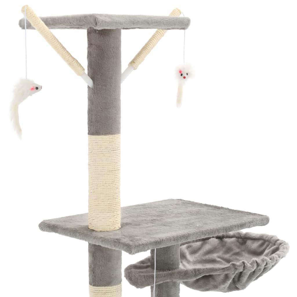 Arbre à chat griffoir grattoir niche jouet animaux peluché en sisal 230-250 cm gris 3702046 - Helloshop26