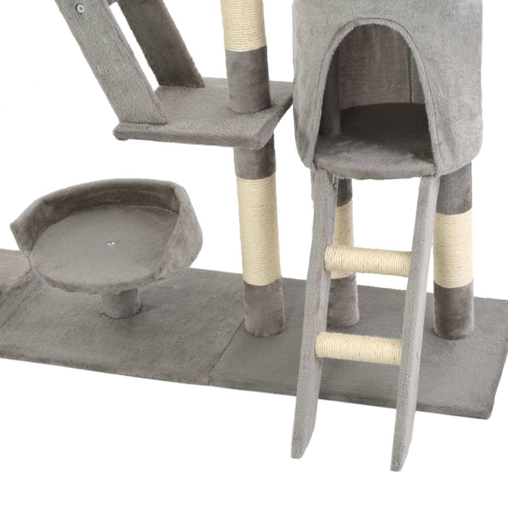 Arbre à chat griffoir grattoir niche jouet animaux peluché en sisal 230-250 cm gris 3702046 - Helloshop26