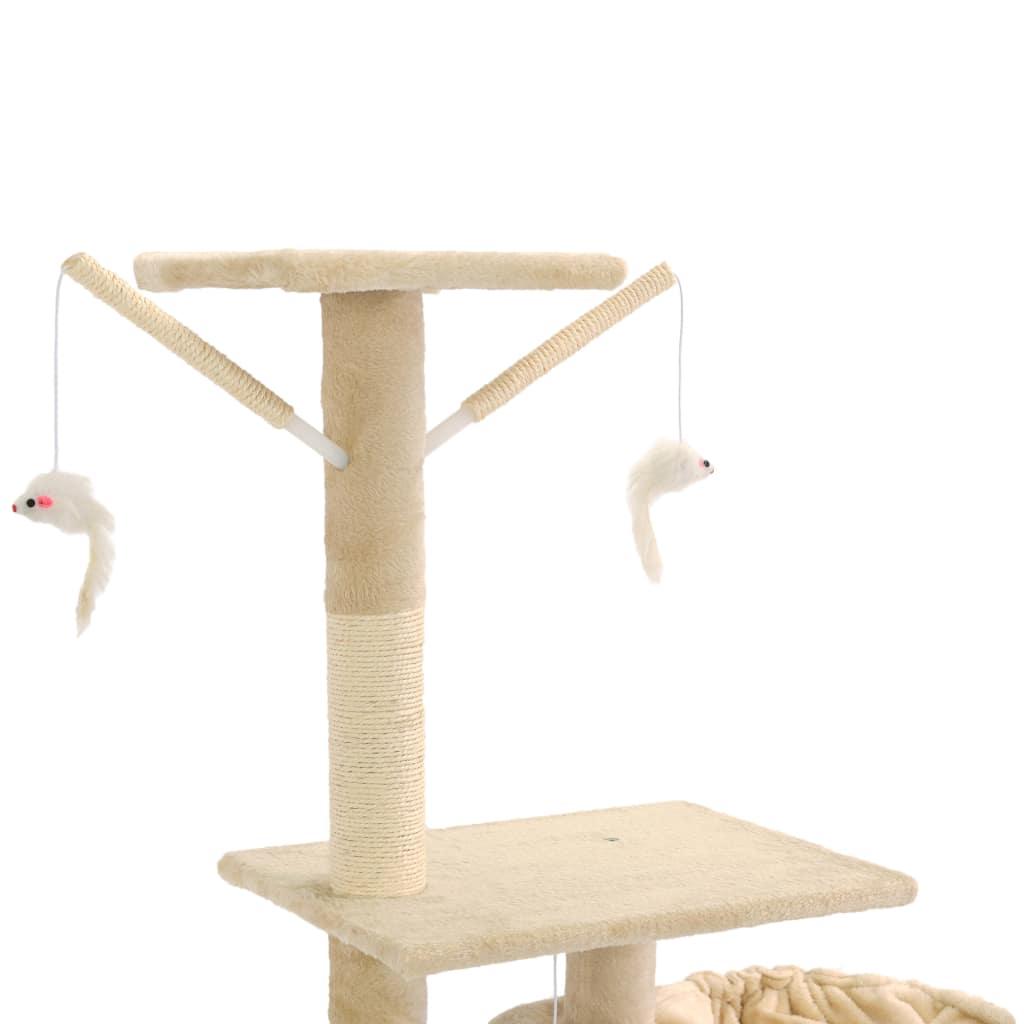 Arbre à chat griffoir grattoir niche jouet animaux peluché en sisal 230-250 cm beige 3702048 - Helloshop26