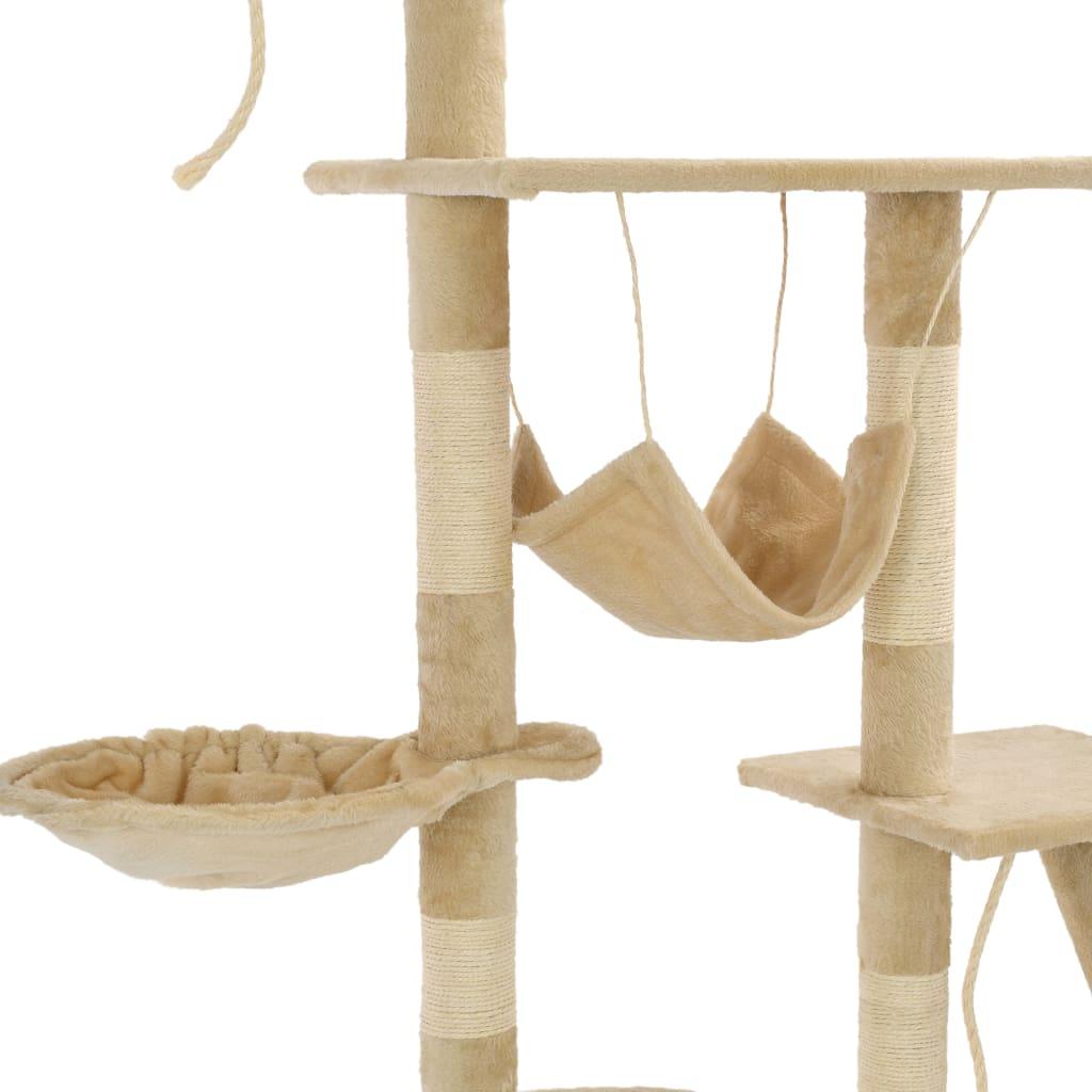 Arbre à chat griffoir grattoir niche jouet animaux peluché en sisal 230-250 cm beige 3702048 - Helloshop26