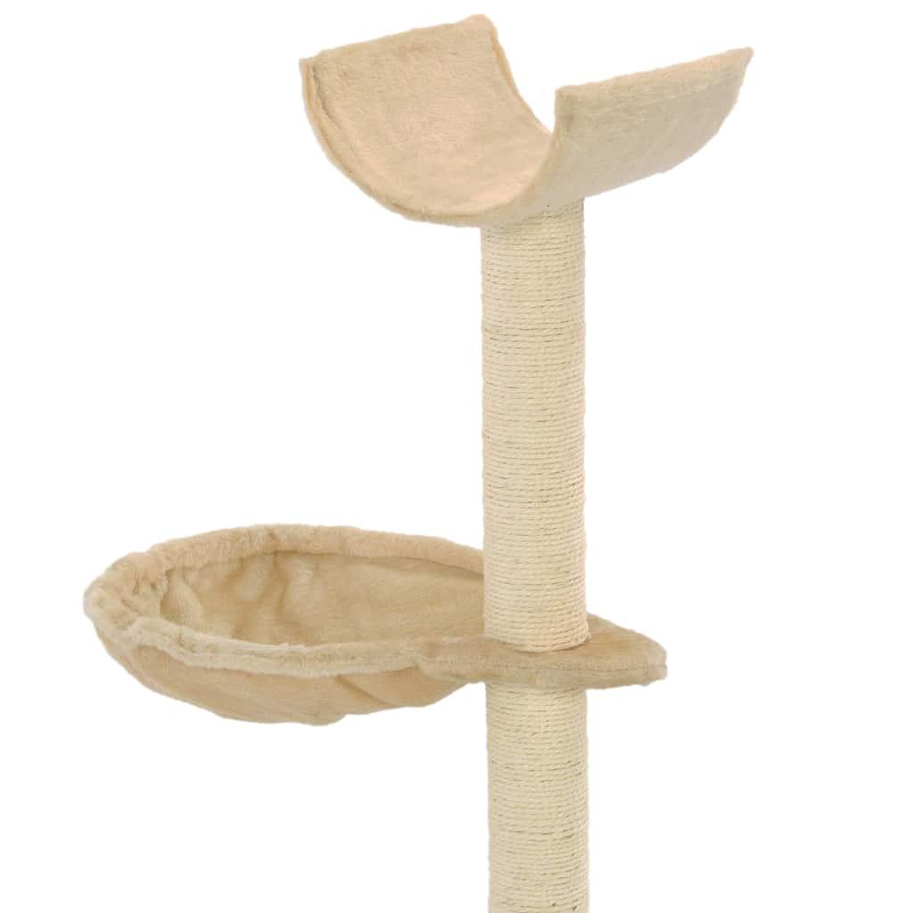 Arbre à chat griffoir grattoir niche jouet animaux peluché en sisal 105 cm beige 3702157 - Helloshop26