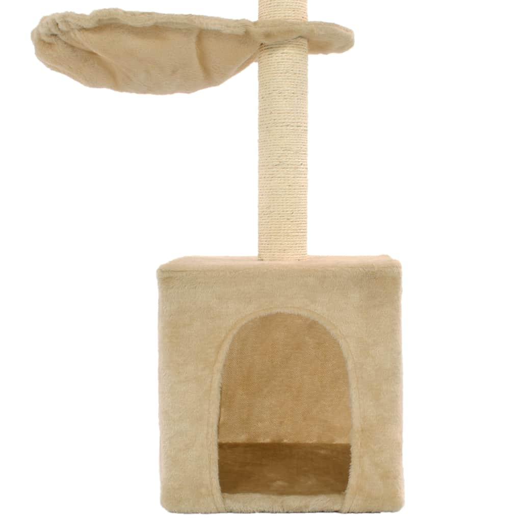 Arbre à chat griffoir grattoir niche jouet animaux peluché en sisal 105 cm beige 3702157 - Helloshop26