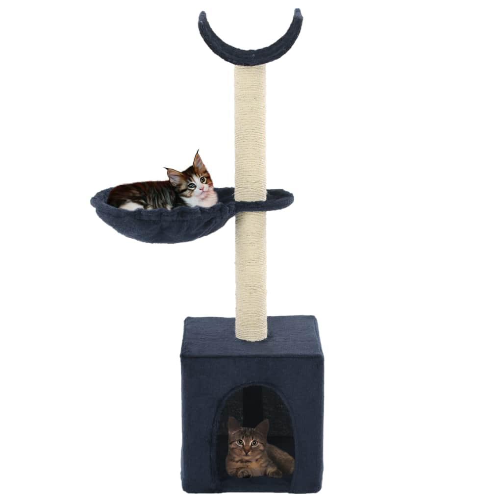 Arbre à chat griffoir grattoir niche jouet animaux peluché en sisal 105 cm bleu 3702099 - Helloshop26