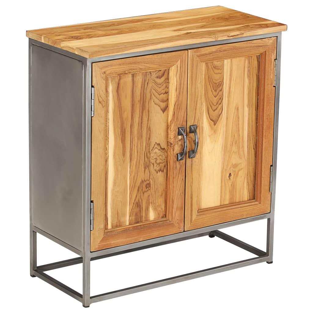 Buffet bahut armoire console meuble de rangement teck recyclé et acier 70 cm marron 4402120 - Helloshop26