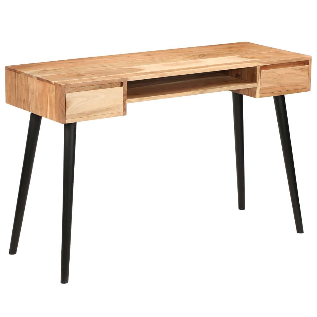 Bureau table meuble travail informatique à écrire bois d'acacia massif 118 cm 0502113 - Helloshop26