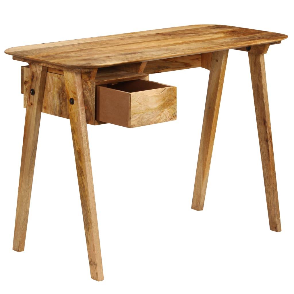 Bureau table meuble travail informatique 110 cm bois de manguier massif 0502099 - Helloshop26