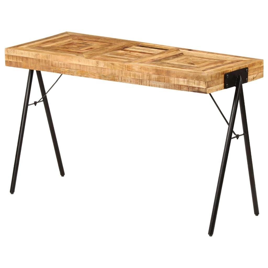 Bureau table meuble travail informatique table à écrire bois de manguier massif 118  cm 0502085 - Helloshop26