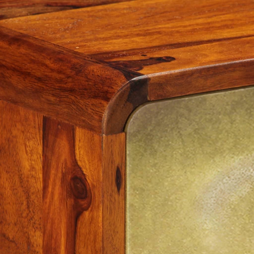 Buffet bahut armoire console meuble de rangement bois de sesham solide imprimé doré 90 cm 4402271 - Helloshop26