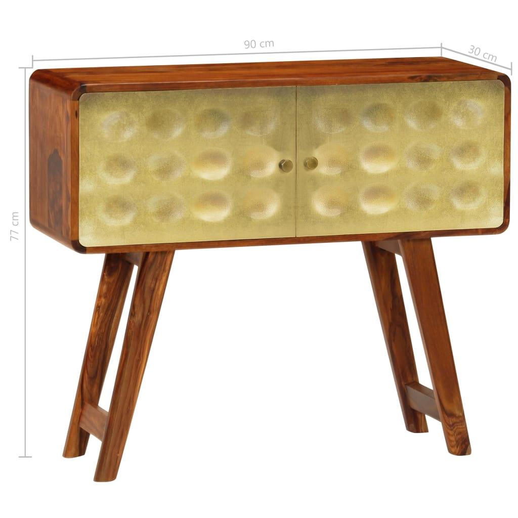 Buffet bahut armoire console meuble de rangement bois de sesham solide imprimé doré 90 cm 4402271 - Helloshop26