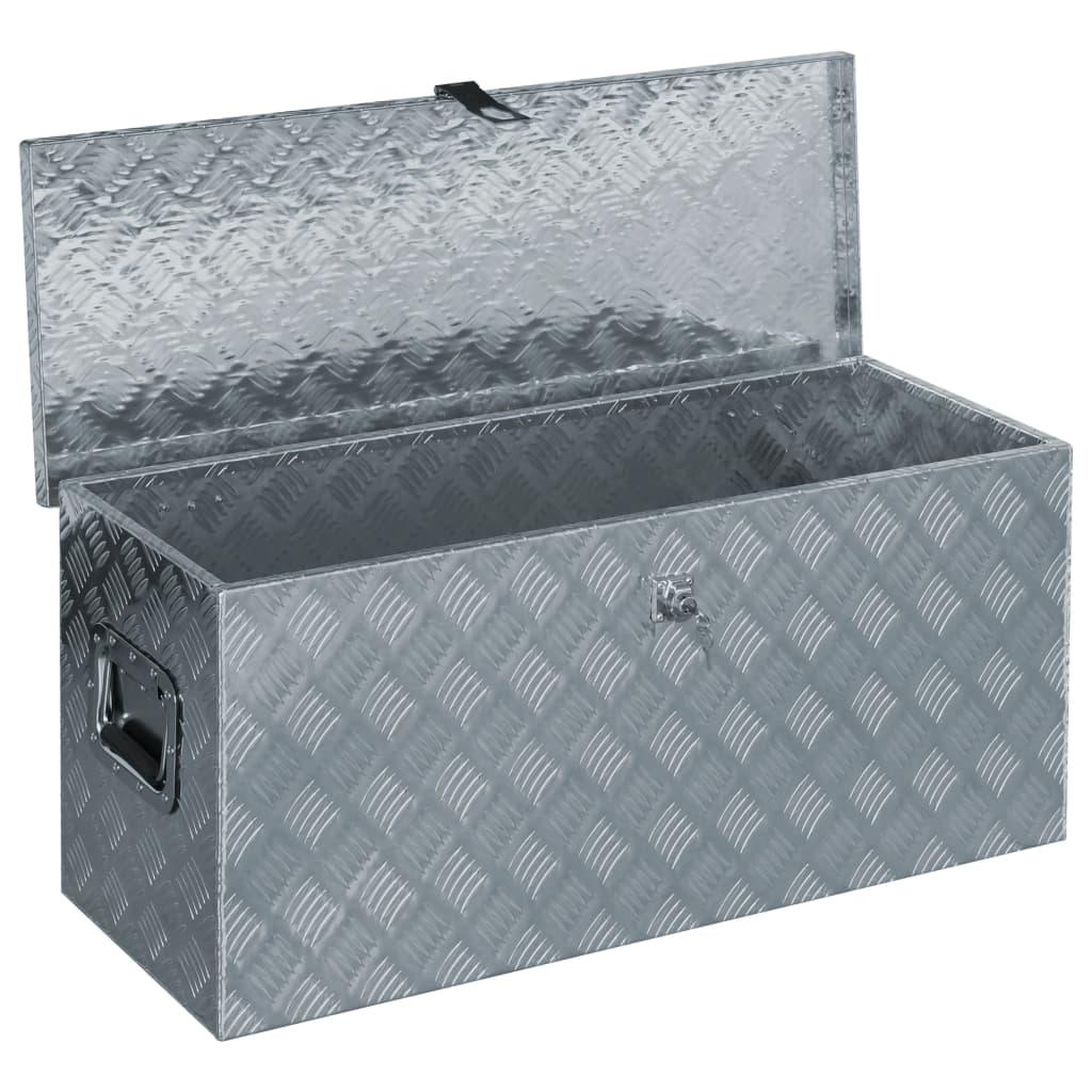 Boîte en aluminium outils caisse de rangement coffre à outils 90,5 cm argenté 02_0003211 - Helloshop26