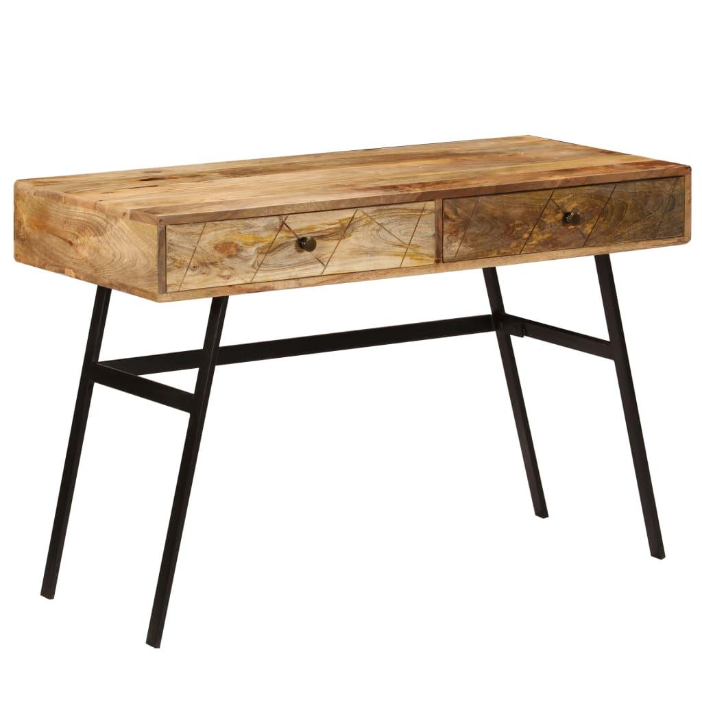 Bureau table meuble travail informatique avec tiroirs bois solide de manguier 110 cm 0502134 - Helloshop26