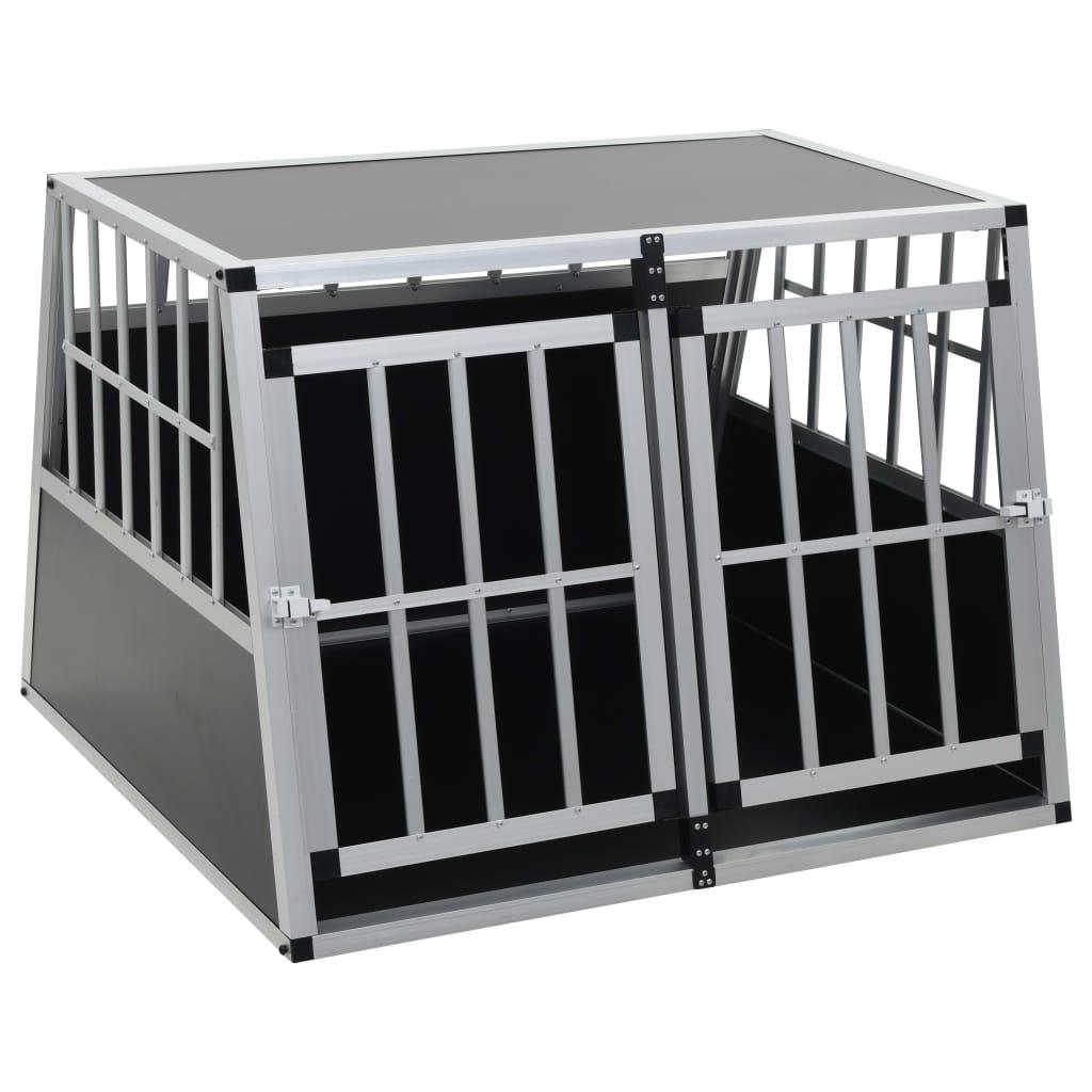 Cage pour chien à double porte 94 x 88 x 69 cm aluminium et MDF noir 02_0000064 - Helloshop26