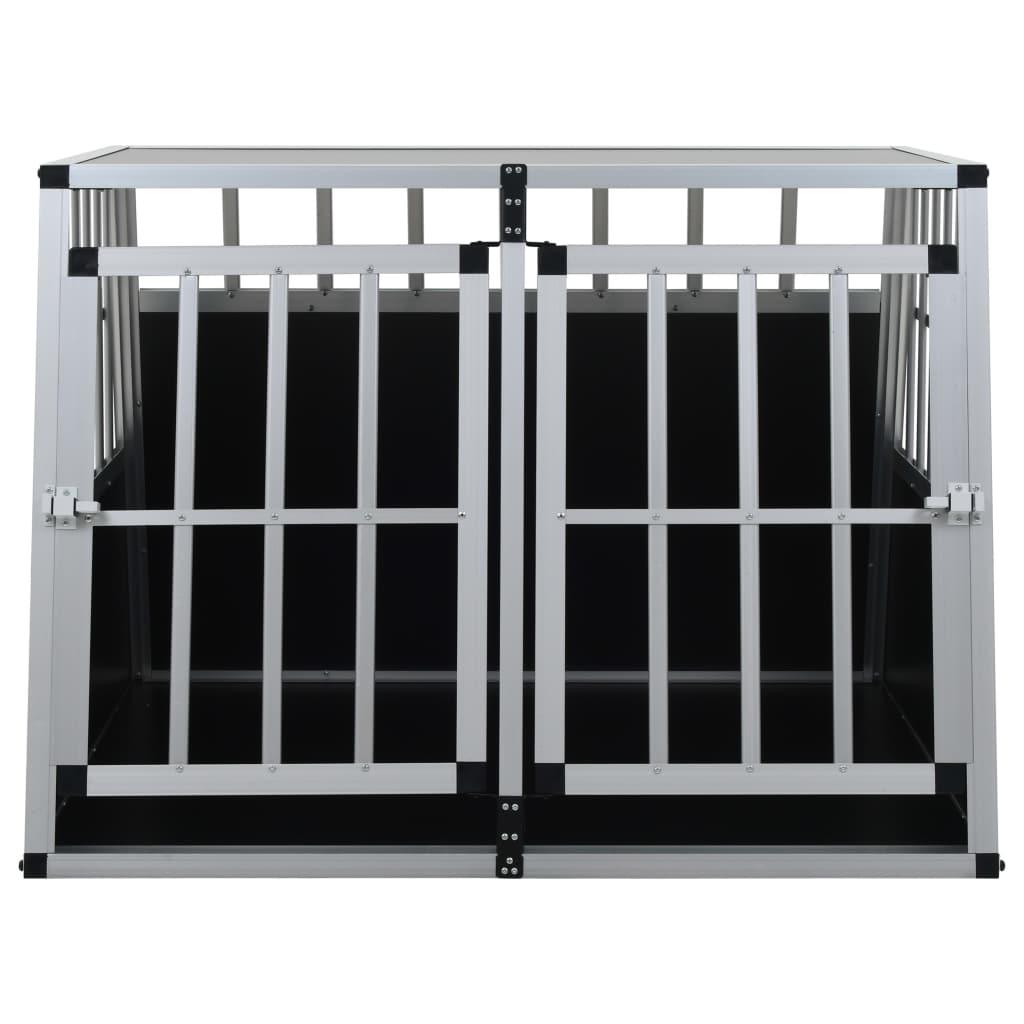 Cage pour chien à double porte 94 x 88 x 69 cm aluminium et MDF noir 02_0000064 - Helloshop26