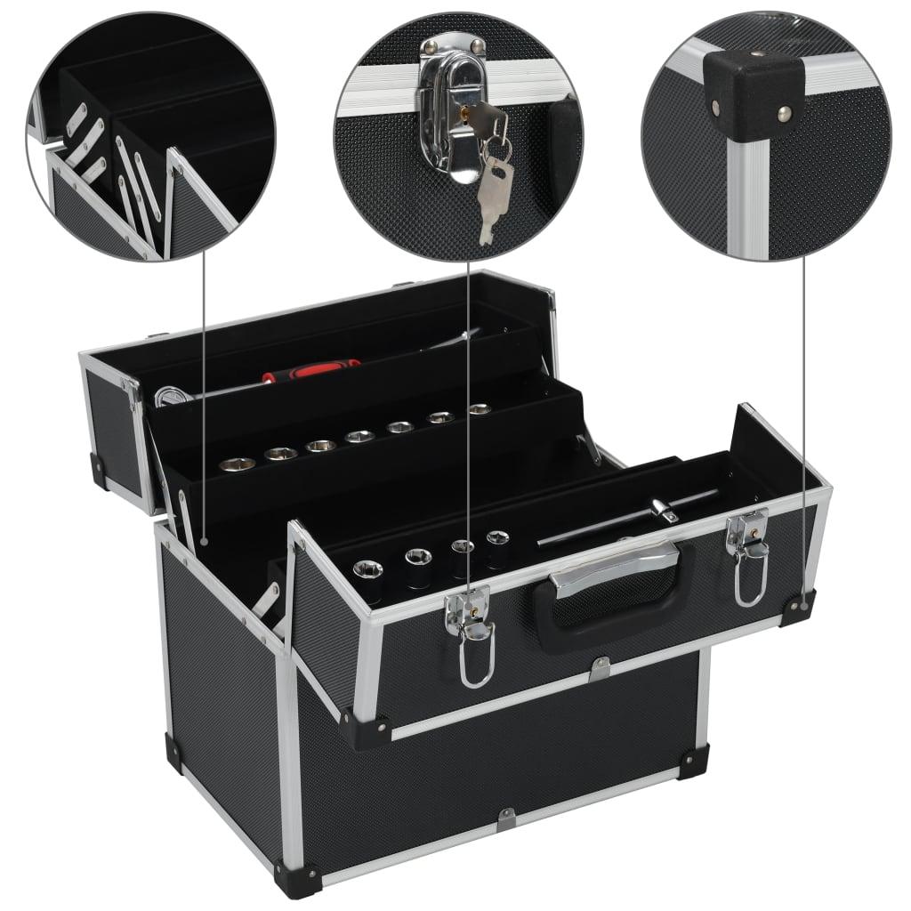 Boîte à outils valise à outils mallette à outils trolley à outils caisse à outils rangement stockage fichiers 38 cm noir 02_0003216 - Helloshop26