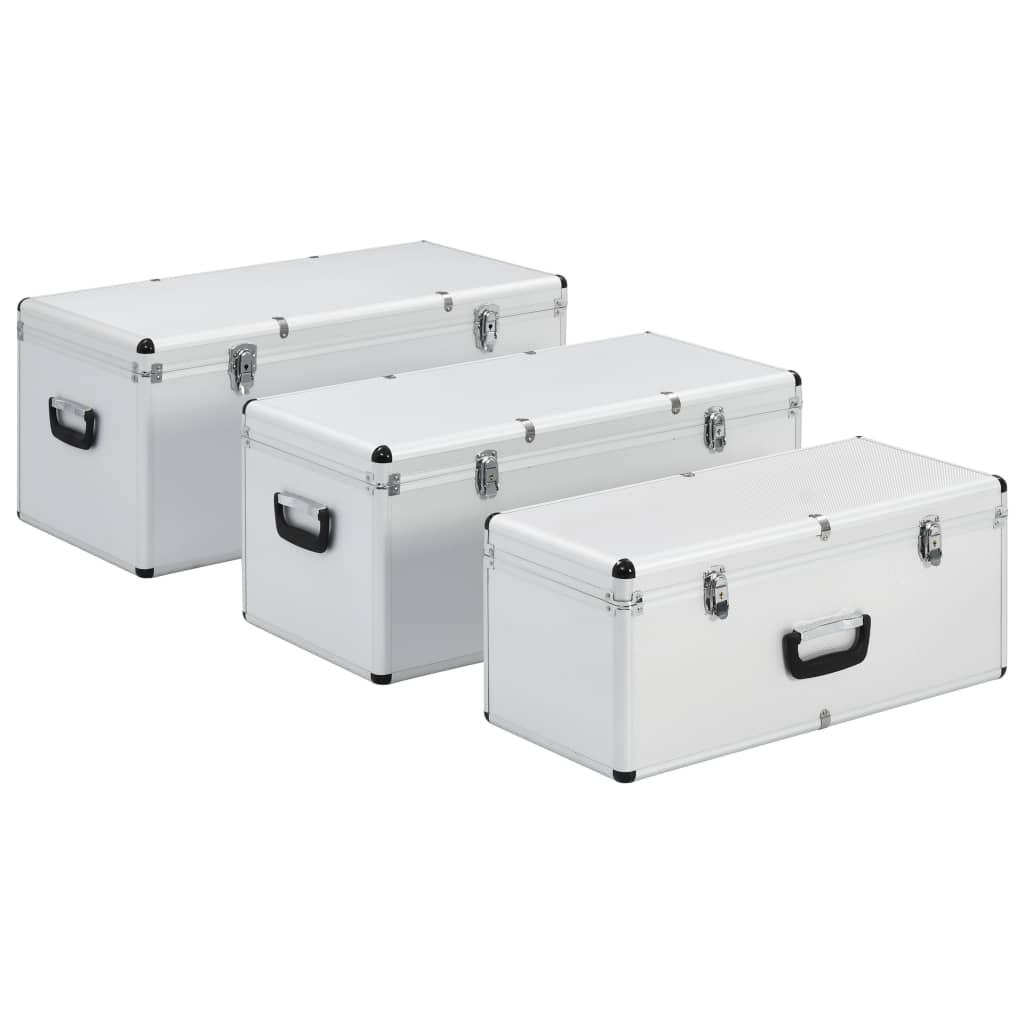 Boîtes de rangement 3 pcs argenté Aluminium 02_0003232 - Helloshop26