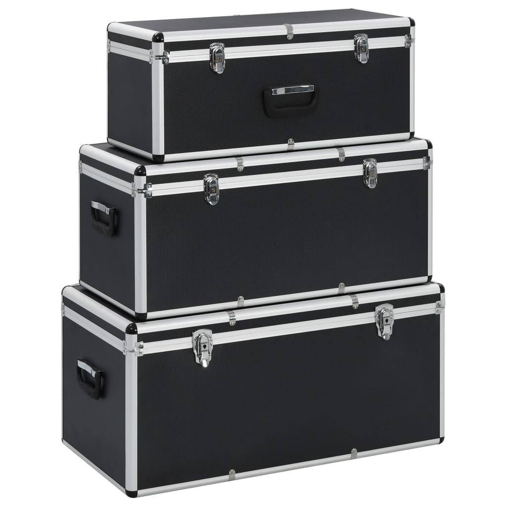 Boîtes de rangement 3 pcs noir Aluminium 02_0003233 - Helloshop26