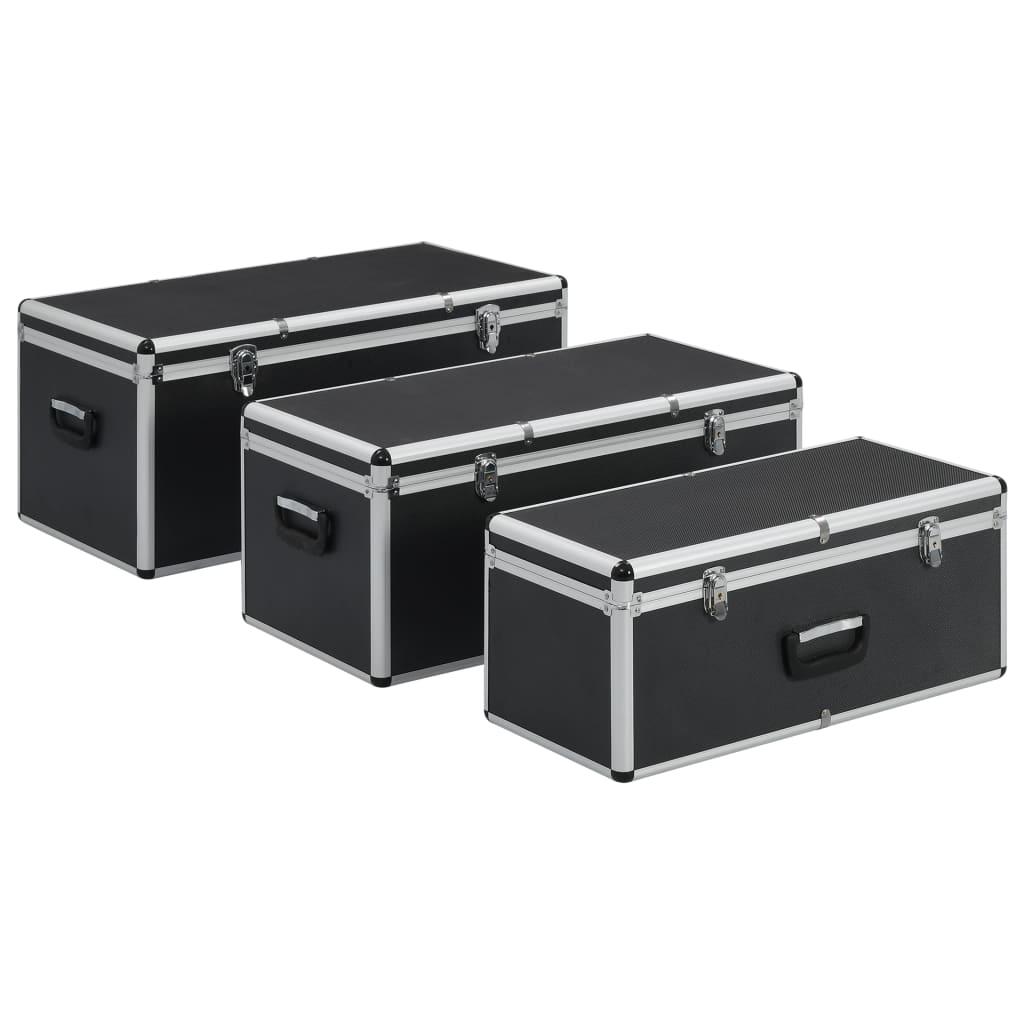 Boîtes de rangement 3 pcs noir Aluminium 02_0003233 - Helloshop26