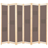 Paravent séparateur de pièce cloison de séparation décoration meuble 6 panneaux marron 240 x 170 x 4 cm tissu 0802090