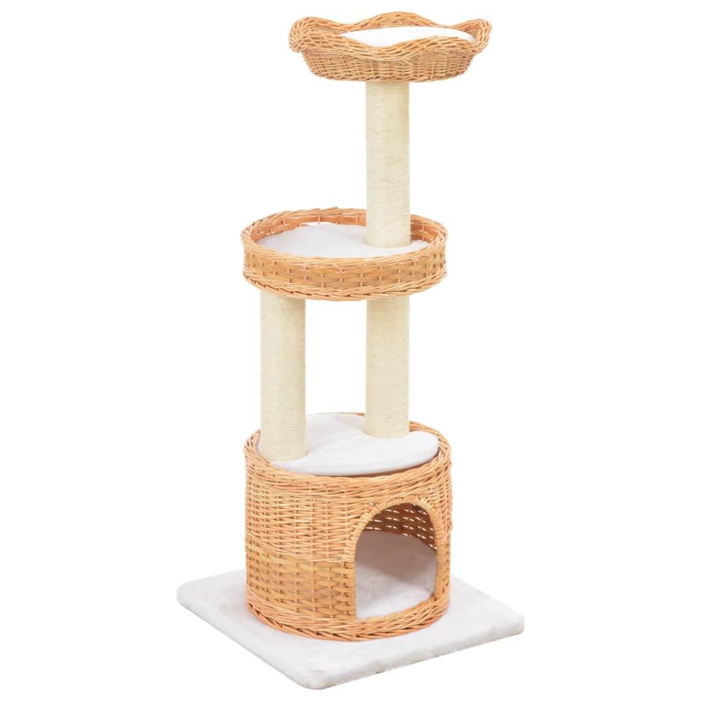 Arbre à chat griffoir grattoir niche jouet animaux peluché en sisal naturel bois de saule 3702234 - Helloshop26