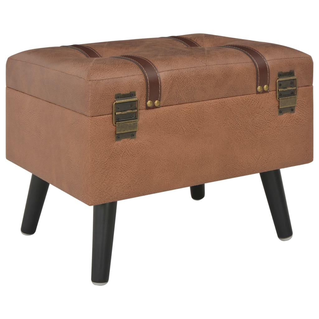 Banquette pouf tabouret meuble tabouret de rangement 40 cm marron similicuir 3002173 - Helloshop26
