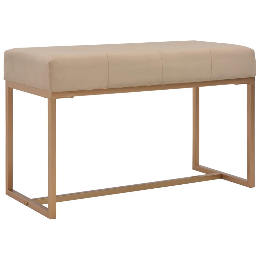 Banquette pouf tabouret meuble banc 80 cm beige velours 3002049 - Helloshop26